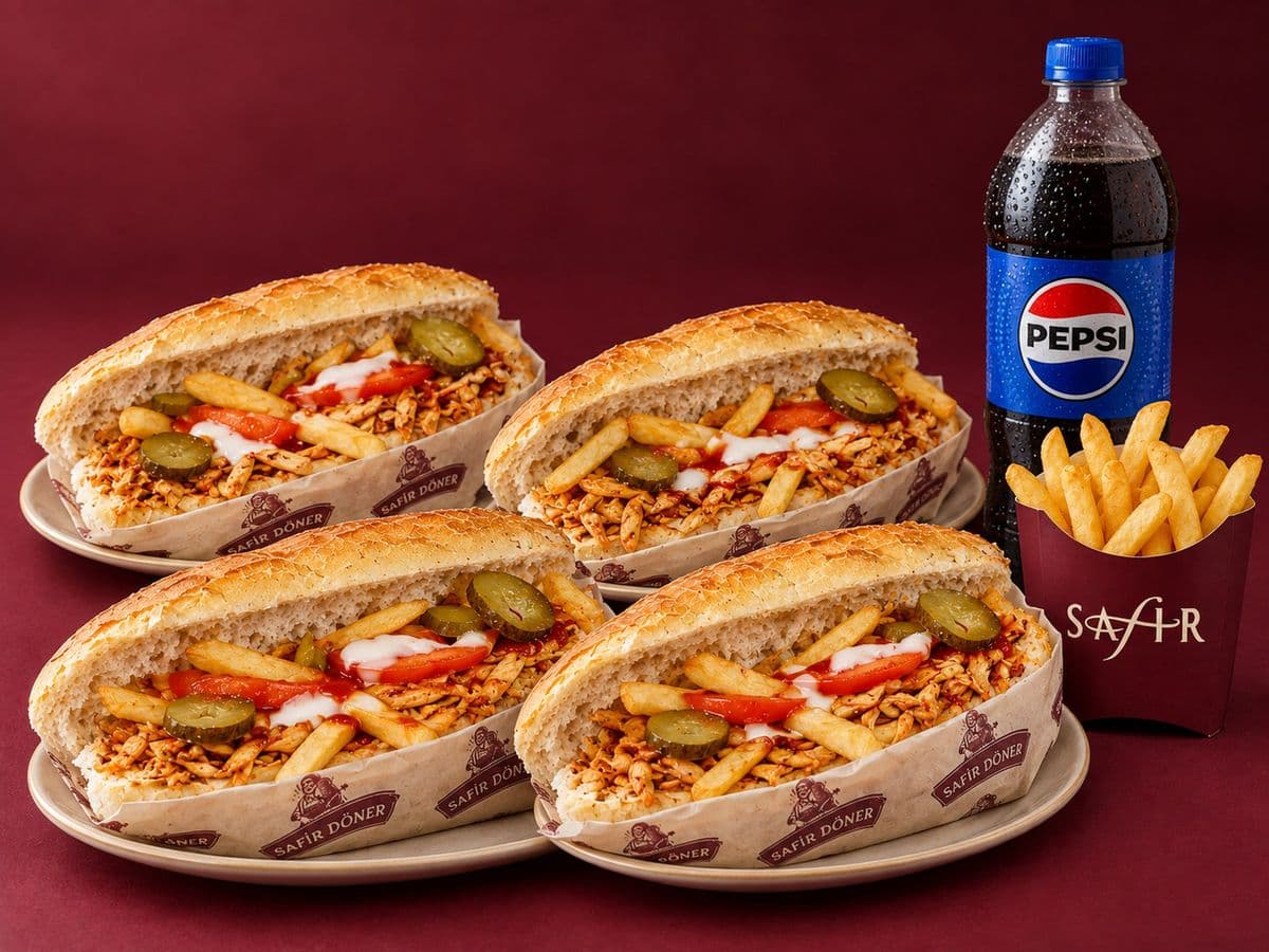 4'lü Ekmek Arası Tavuk Döner Menü