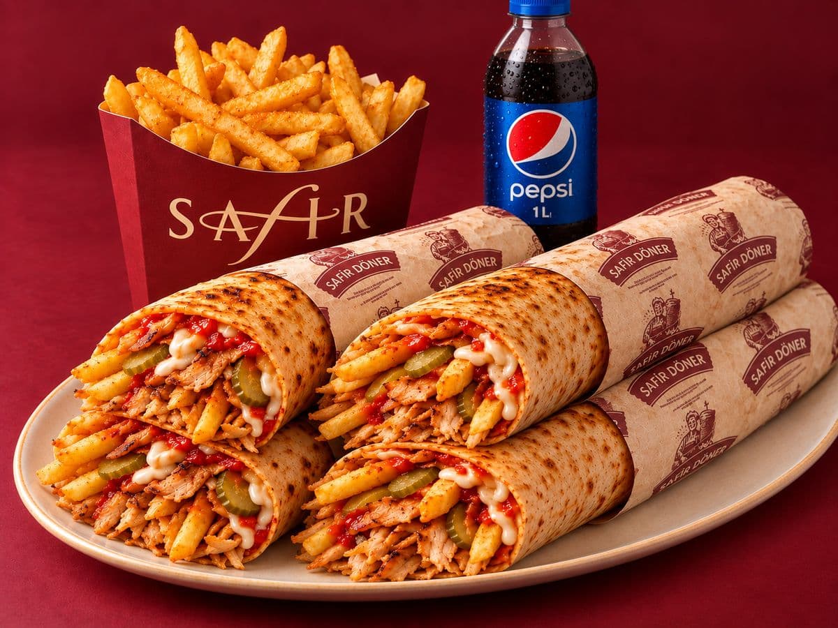 2'li Mega Tavuk Döner Dürüm Menü